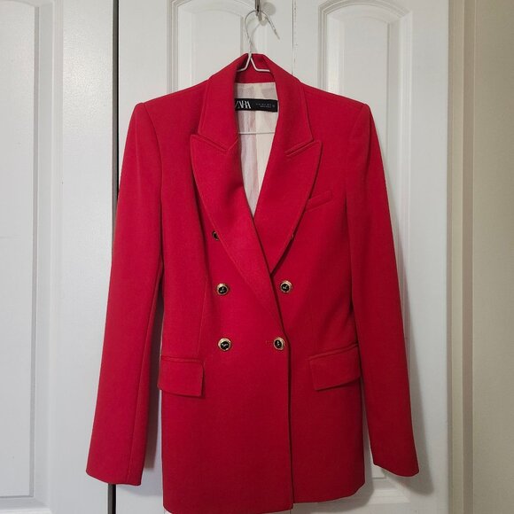 Red Zara Vintage Style 80s/90s Blazer - Picture 3 of 11